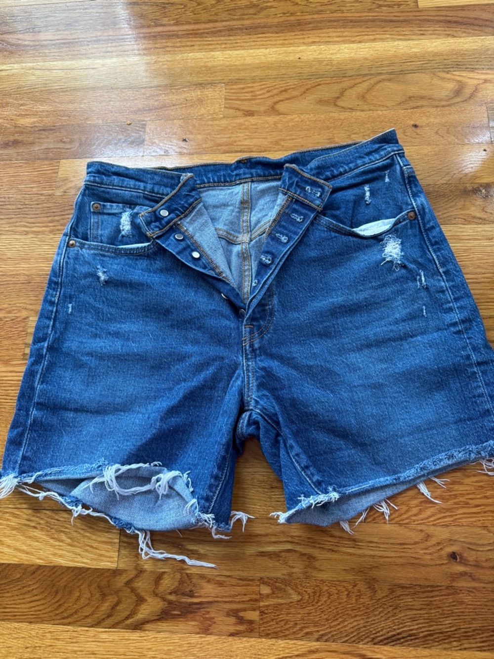 Levi's Distressed Blue Denim Cutoff Shorts